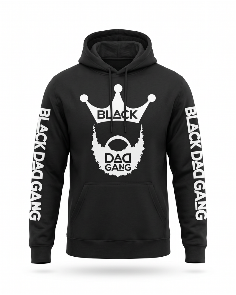 Black DaD Black Hoodie — studio mannequin view