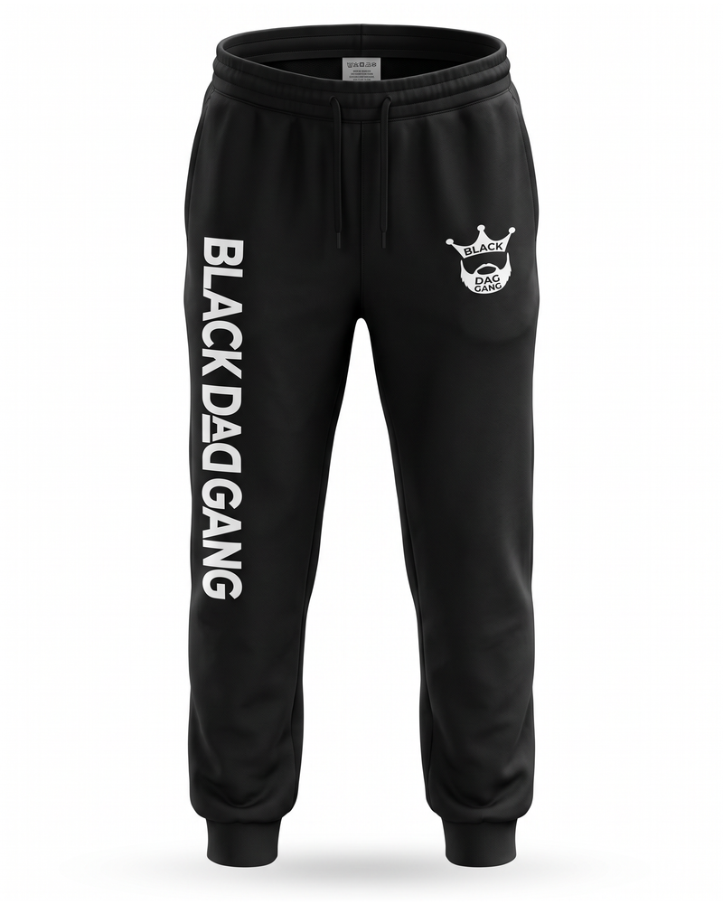 Black Dad Gang Joggers — studio mannequin view