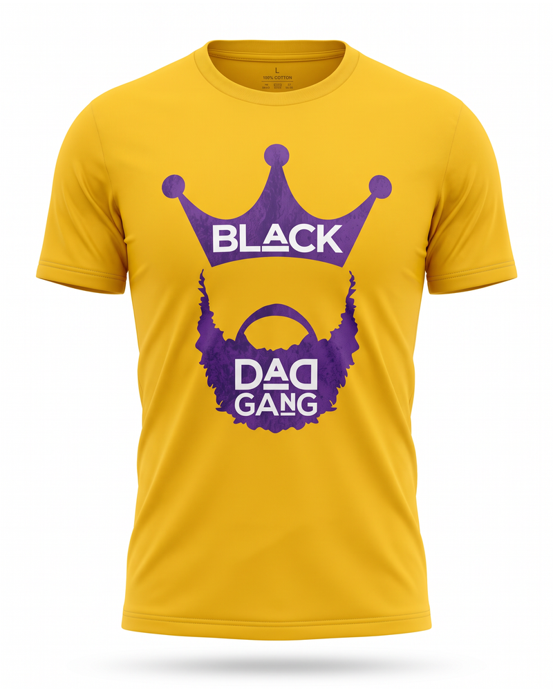 Gold and Purple BDG TEE Shirt — studio mannequin view