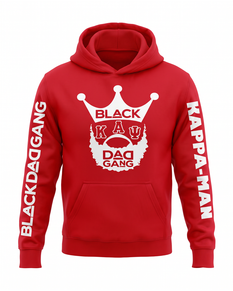 Kappa Alpha Psi red and white BDG HOODIE60 — studio mannequin view