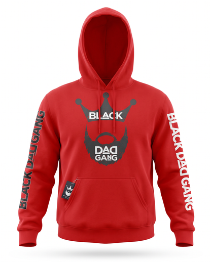 Red, Black and white Black dad gang hooded sweater — studio mannequin view