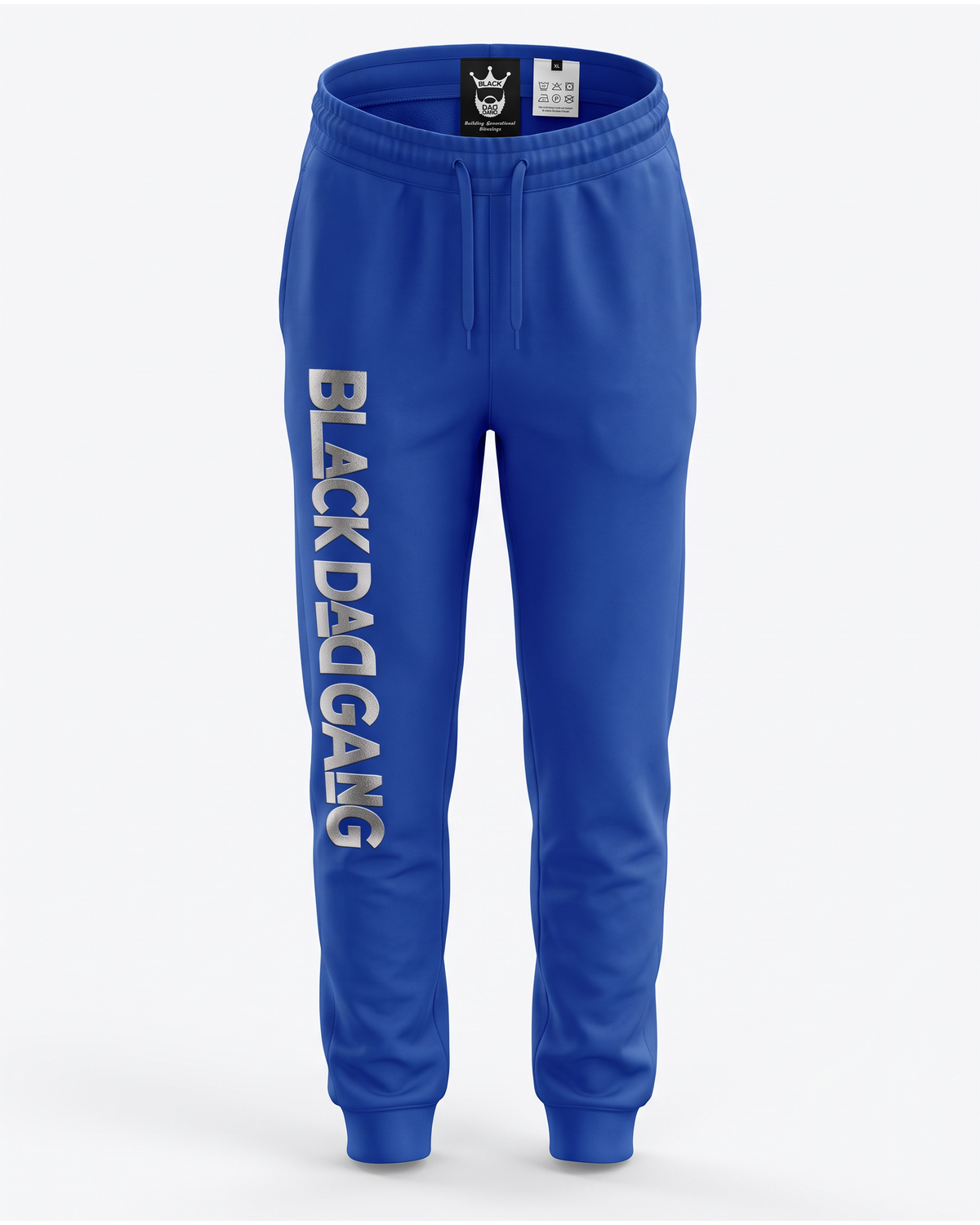 Royal Blue, Black and white jogger sweats — studio mannequin view