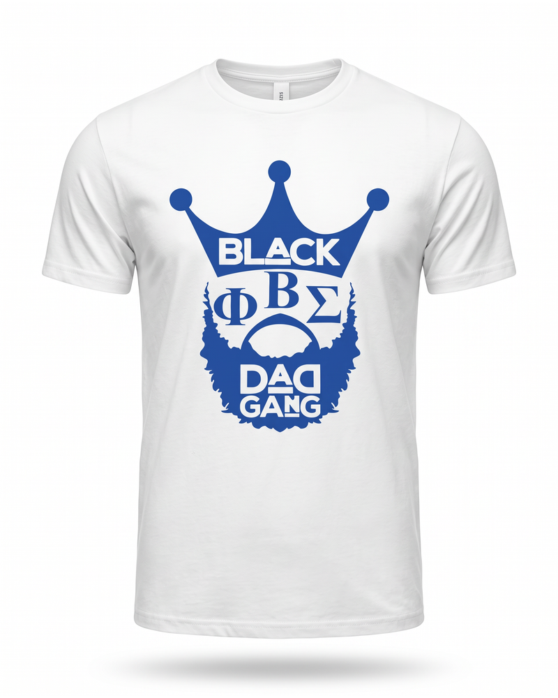 White and Royal blue Phi BETA SIGMA Tee shirt — studio mannequin view
